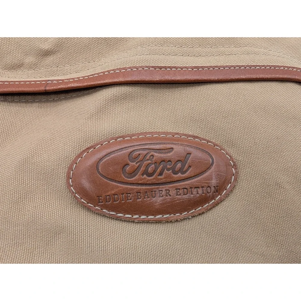 Vintage Ford Edition Eddie Bauer Duffle Bag Canvas Tan Weekender Military